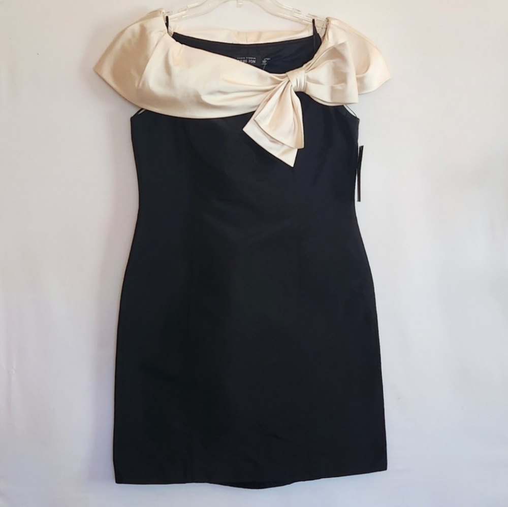 Rickie Freeman for Teri Jon Silk Cocktail Dress with Bow
